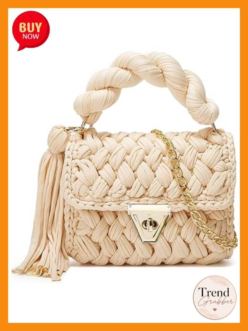 Handwoven Knit Tote Bag Polyester Cotton Crochet Crossbody Purse